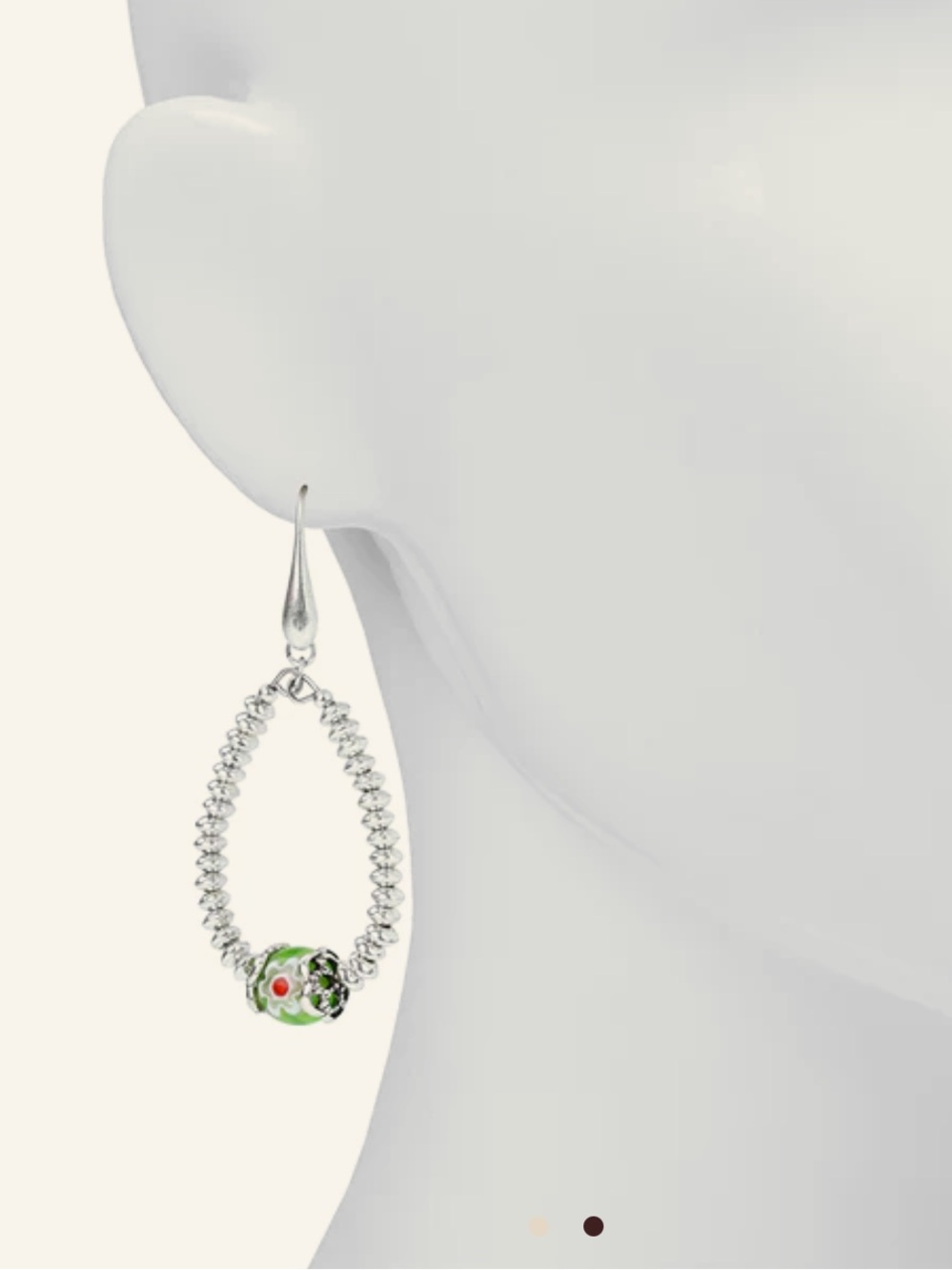 Patricia Nash Tear Drop Earrings NWT Silver Ox / Green - Picture 4 of 5